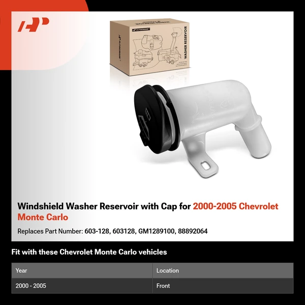 Windshield Washer Reservoir with Cap for 2000-2005 Chevrolet Monte Carlo