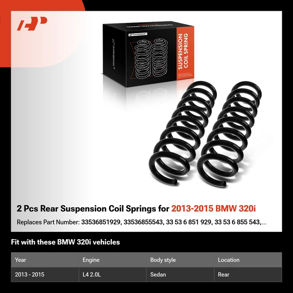 2 Pcs Rear Suspension Coil Springs for 2013-2015 BMW 320i