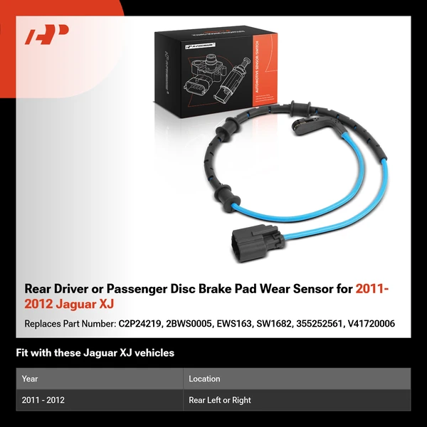 Rear Driver or Passenger Disc Brake Pad Wear Sensor for 2011-2012 Jaguar XJ