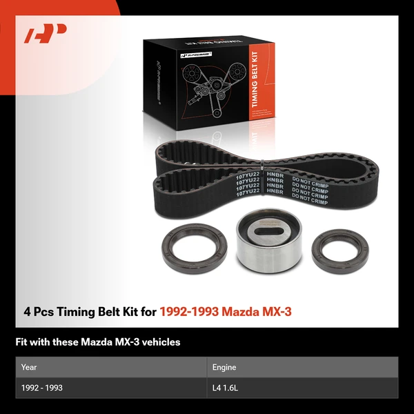 4 Pcs Timing Belt Kit for 1992-1993 Mazda MX-3