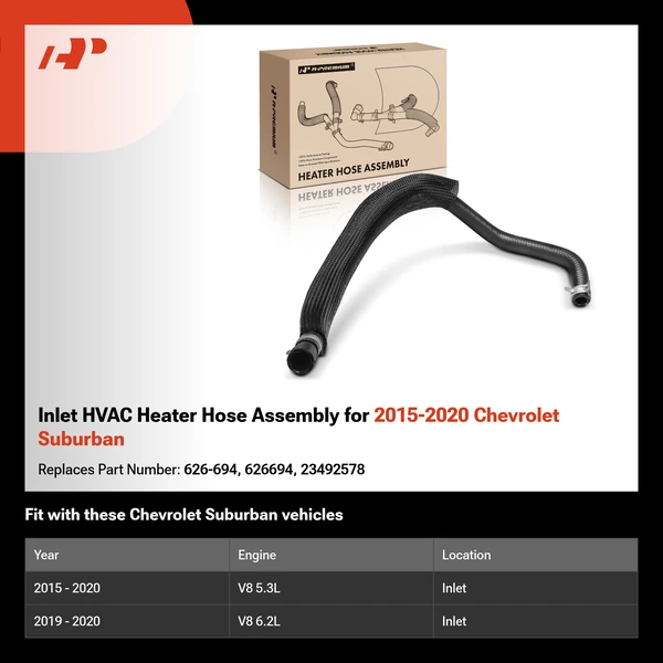 Inlet HVAC Heater Hose Assembly for 2015-2020 Chevrolet Suburban