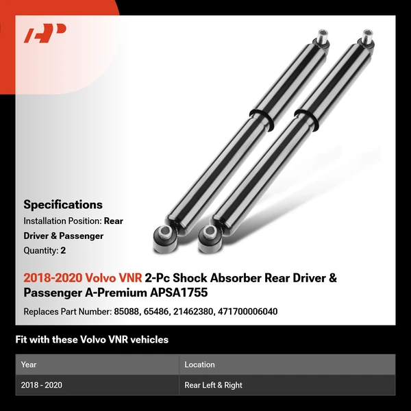 2018-2020 Volvo VNR 2-Pc Shock Absorber Rear Driver & Passenger A-Premium APSA1755