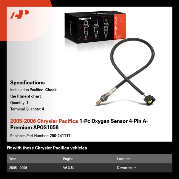 2005-2006 Chrysler Pacifica 1-Pc Oxygen Sensor 4-Pin A-Premium APOS1058