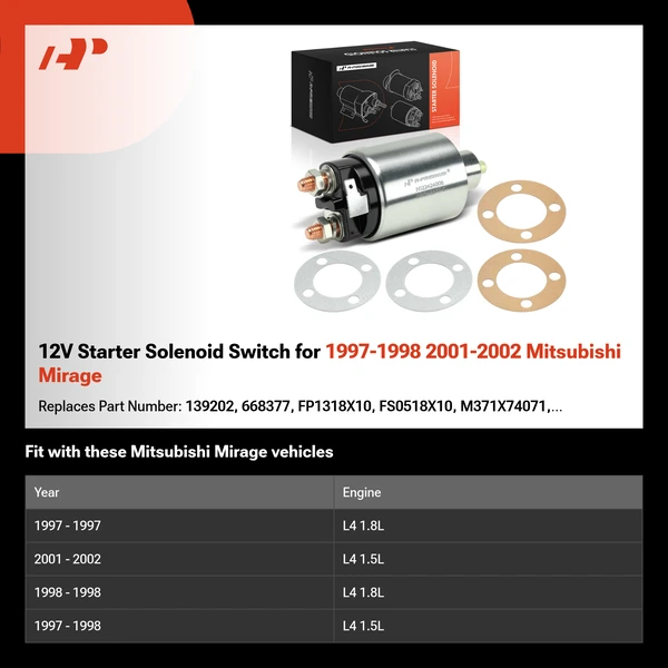 12V Starter Solenoid Switch for 1997-1998 2001-2002 Mitsubishi Mirage