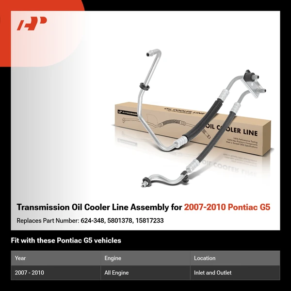 Transmission Oil Cooler Line Assembly for 2007-2010 Pontiac G5