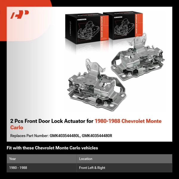 2 Pcs Front Door Lock Actuator for 1980-1988 Chevrolet Monte Carlo