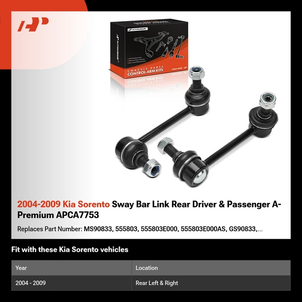 2004-2009 Kia Sorento Sway Bar Link Rear Driver & Passenger A-Premium APCA7753