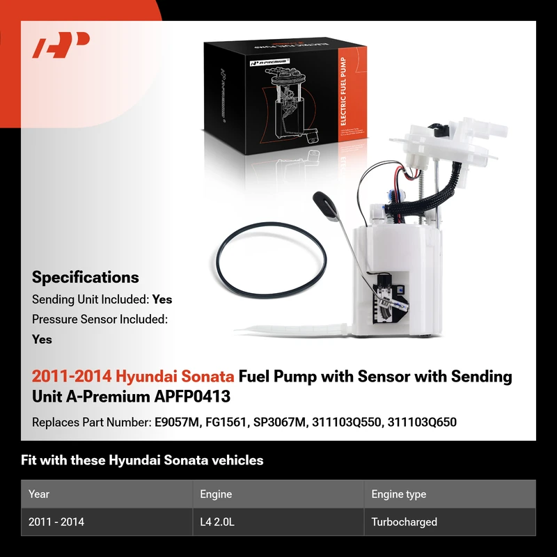 2011-2014 Hyundai Sonata Fuel Pump with Sensor with Sending Unit A-Premium APFP0413