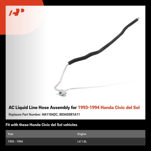 AC Liquid Line Hose Assembly for 1993-1994 Honda Civic del Sol