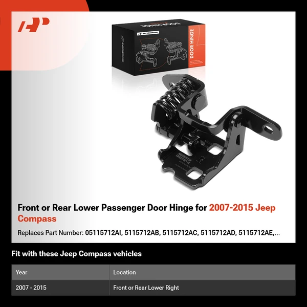 Front or Rear Lower Passenger Door Hinge for 2007-2015 Jeep Compass