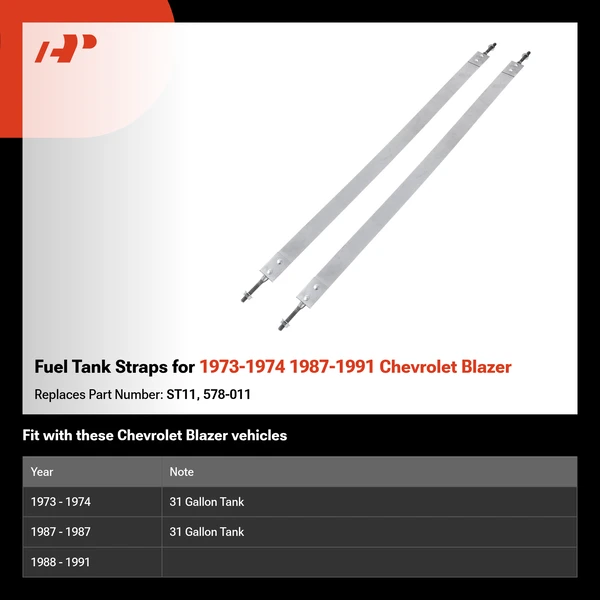 Fuel Tank Straps for 1973-1974 1987-1991 Chevrolet Blazer