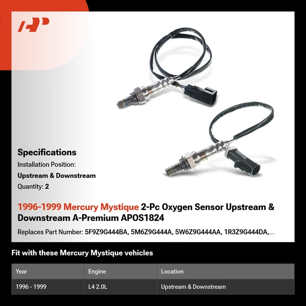 1996-1999 Mercury Mystique 2-Pc Oxygen Sensor Upstream & Downstream A-Premium APOS1824