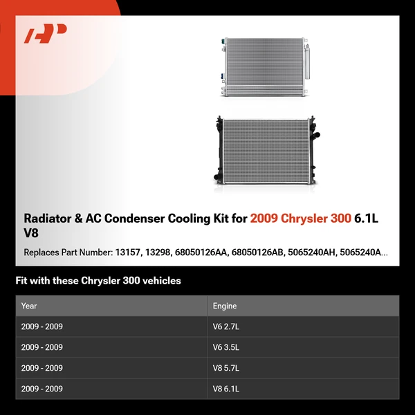 Radiator & AC Condenser Cooling Kit for 2009 Chrysler 300 6.1L V8