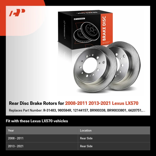 Rear Disc Brake Rotors for 2008-2011 2013-2021 Lexus LX570