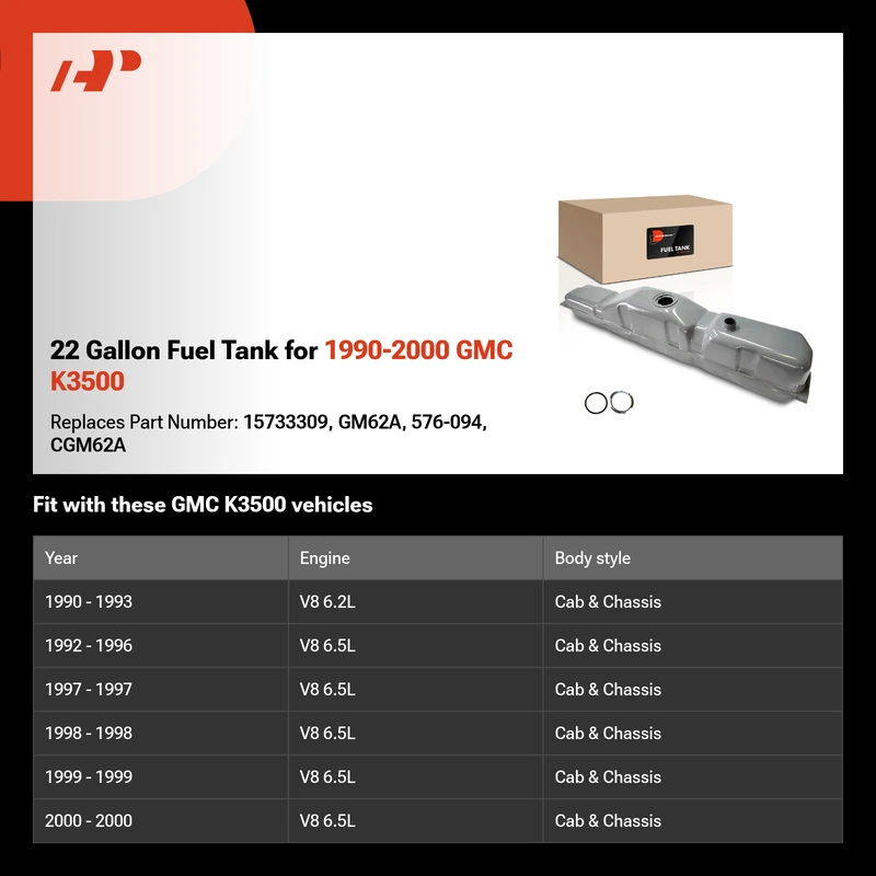 22 Gallon Fuel Tank for 1990-2000 GMC K3500
