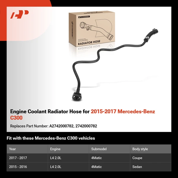 Engine Coolant Radiator Hose for 2015-2017 Mercedes-Benz C300