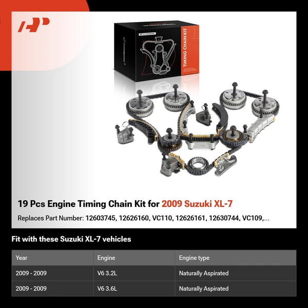 19 Pcs Engine Timing Chain Kit for 2009 Suzuki XL-7