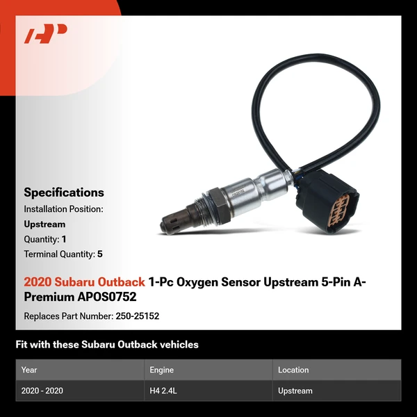 2020 Subaru Outback 1-Pc Oxygen Sensor Upstream 5-Pin A-Premium APOS0752