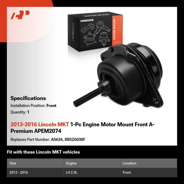 2013-2016 Lincoln MKT 1-Pc Engine Motor Mount Front A-Premium APEM2074