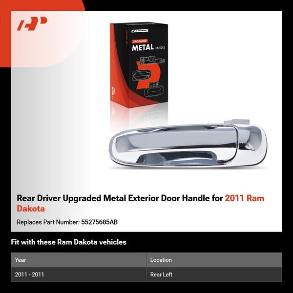 Rear Driver Upgraded Metal Exterior Door Handle for 2011 Ram Dakota