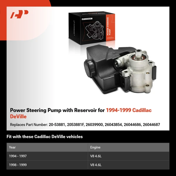 Power Steering Pump with Reservoir for 1994-1999 Cadillac DeVille