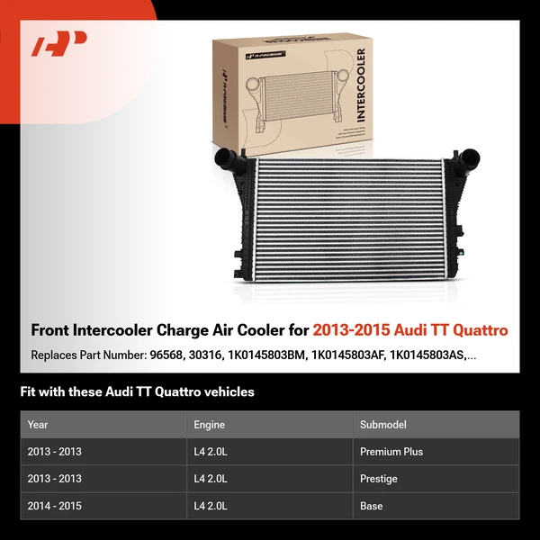 Front Intercooler Charge Air Cooler for 2013-2015 Audi TT Quattro
