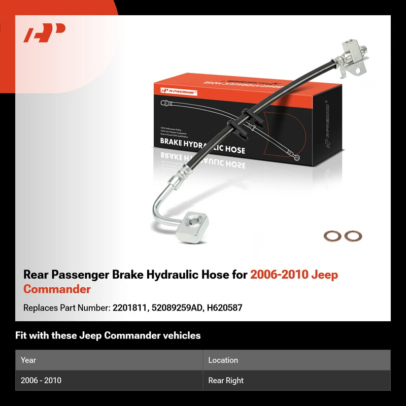 Rear Passenger Brake Hydraulic Hose for 2006-2010 Jeep Commander
