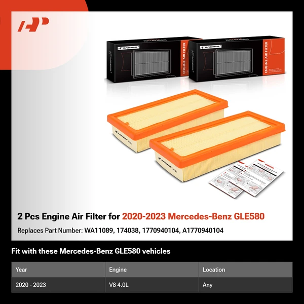 2 Pcs Engine Air Filter for 2020-2023 Mercedes-Benz GLE580