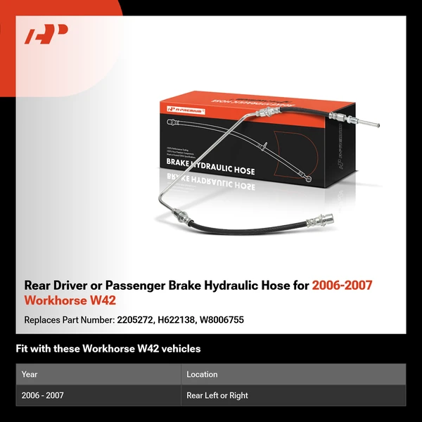 Rear Driver or Passenger Brake Hydraulic Hose for 2006-2007 Workhorse W42