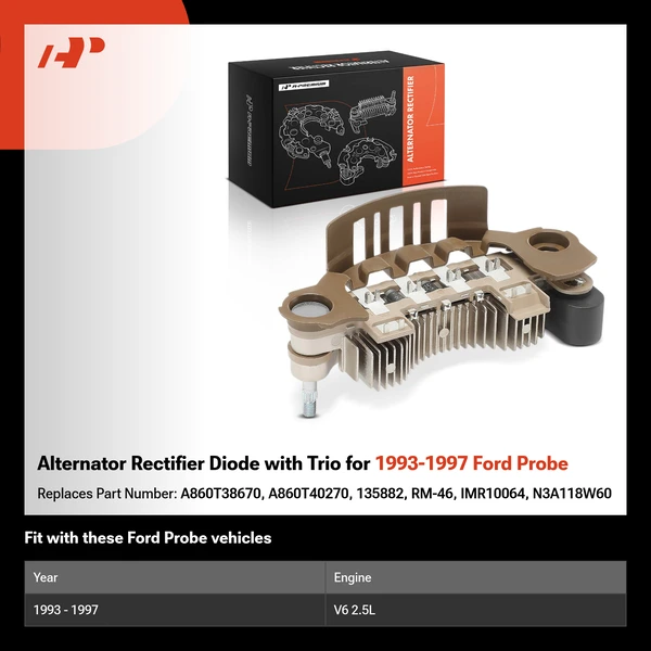 Alternator Rectifier Diode with Trio for 1993-1997 Ford Probe