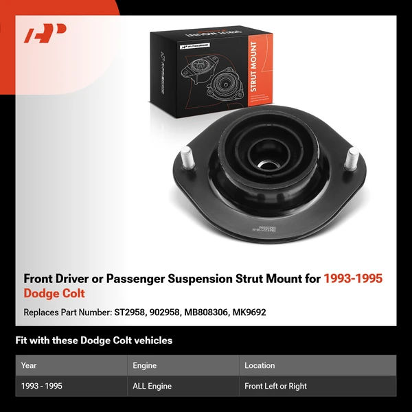 Front Driver or Passenger Suspension Strut Mount for 1993-1995 Dodge Colt