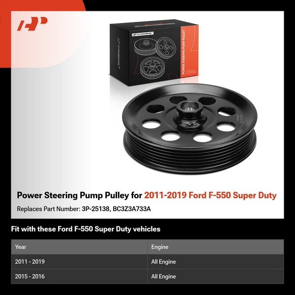 Power Steering Pump Pulley for 2011-2019 Ford F-550 Super Duty