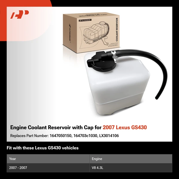 Engine Coolant Reservoir with Cap for 2007 Lexus GS430