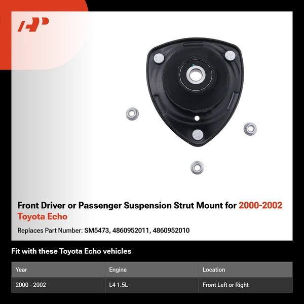 Front Driver or Passenger Suspension Strut Mount for 2000-2002 Toyota Echo