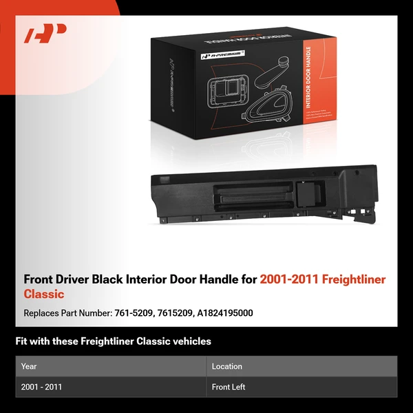 Front Driver Black Interior Door Handle for 2001-2011 Freightliner Classic