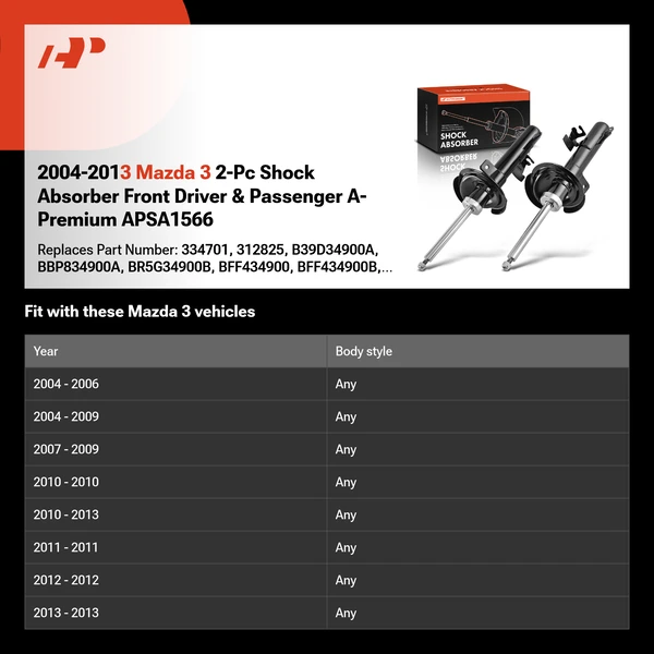 2004-2013 Mazda 3 2-Pc Shock Absorber Front Driver & Passenger A-Premium APSA1566