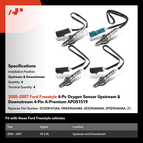 2005-2007 Ford Freestyle 4-Pc Oxygen Sensor Upstream & Downstream 4-Pin A-Premium APOS1519