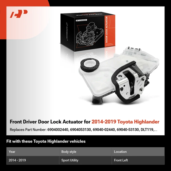 Front Driver Door Lock Actuator for 2014-2019 Toyota Highlander