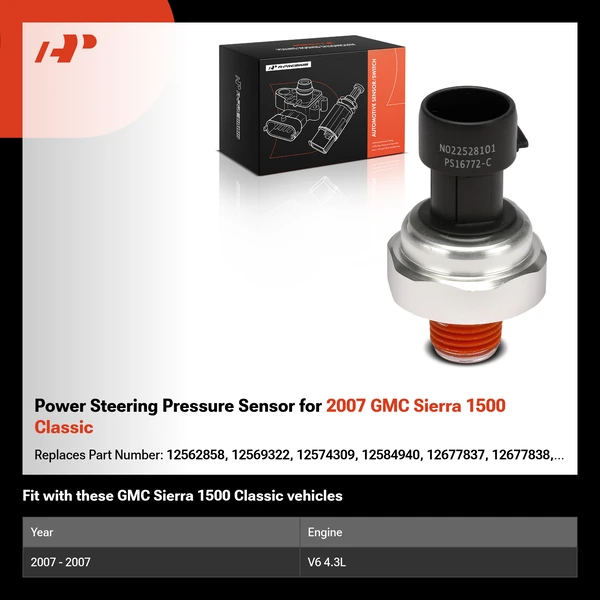 Power Steering Pressure Sensor for 2007 GMC Sierra 1500 Classic