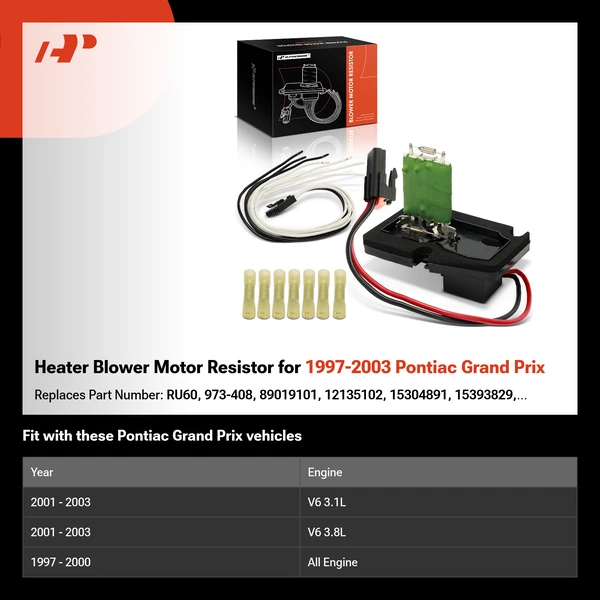 Heater Blower Motor Resistor for 1997-2003 Pontiac Grand Prix
