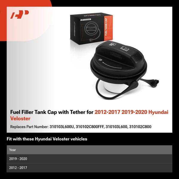 Fuel Filler Tank Cap with Tether for 2012-2017 2019-2020 Hyundai Veloster