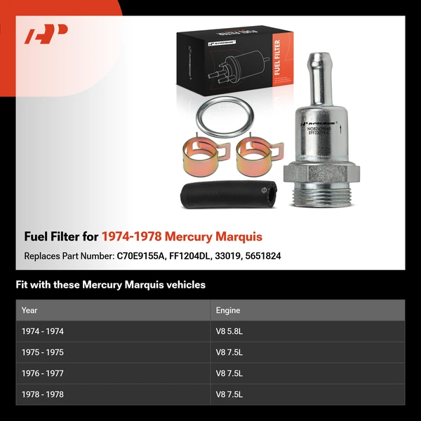 Fuel Filter for 1974-1978 Mercury Marquis