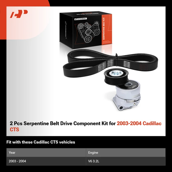 2 Pcs Serpentine Belt Drive Component Kit for 2003-2004 Cadillac CTS