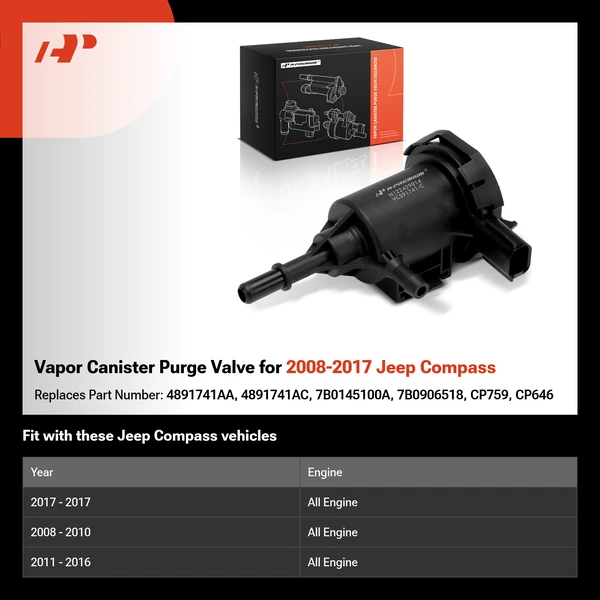 Vapor Canister Purge Valve for 2008-2017 Jeep Compass