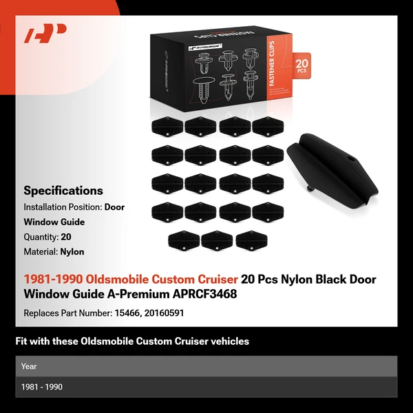 1981-1990 Oldsmobile Custom Cruiser 20 Pcs Nylon Black Door Window Guide A-Premium APRCF3468