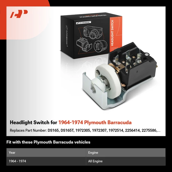 Headlight Switch for 1964-1974 Plymouth Barracuda
