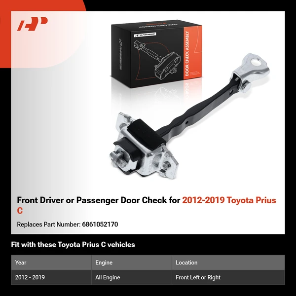Front Driver or Passenger Door Check for 2012-2019 Toyota Prius C