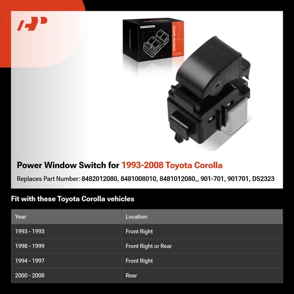 Power Window Switch for 1993-2008 Toyota Corolla
