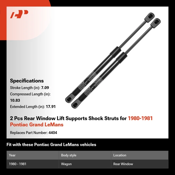 2 Pcs Rear Window Lift Supports Shock Struts for 1980-1981 Pontiac Grand LeMans
