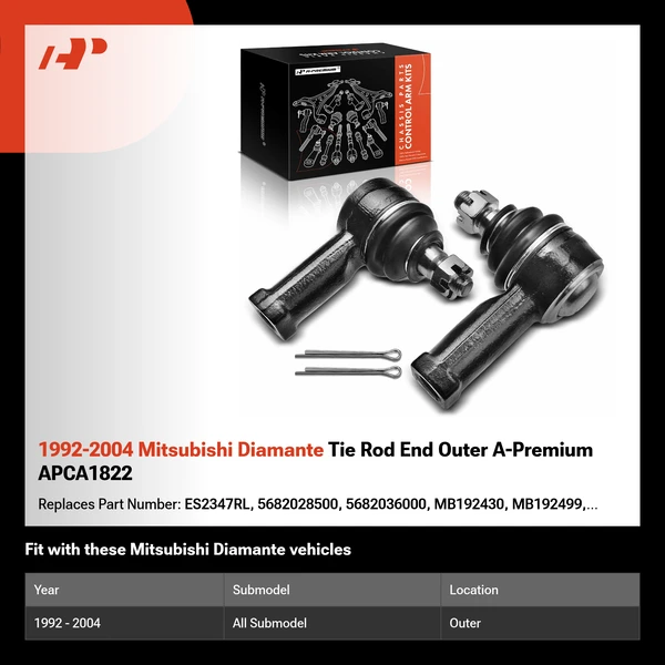 1992-2004 Mitsubishi Diamante Tie Rod End Outer A-Premium APCA1822
